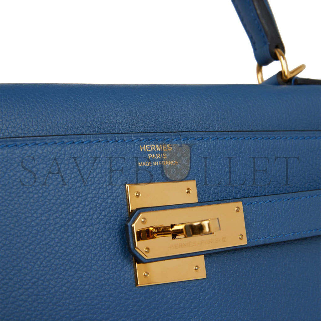 H**mes kelly retourne 28 bleu agate evercolor gold hardware  (28*22*10cm)