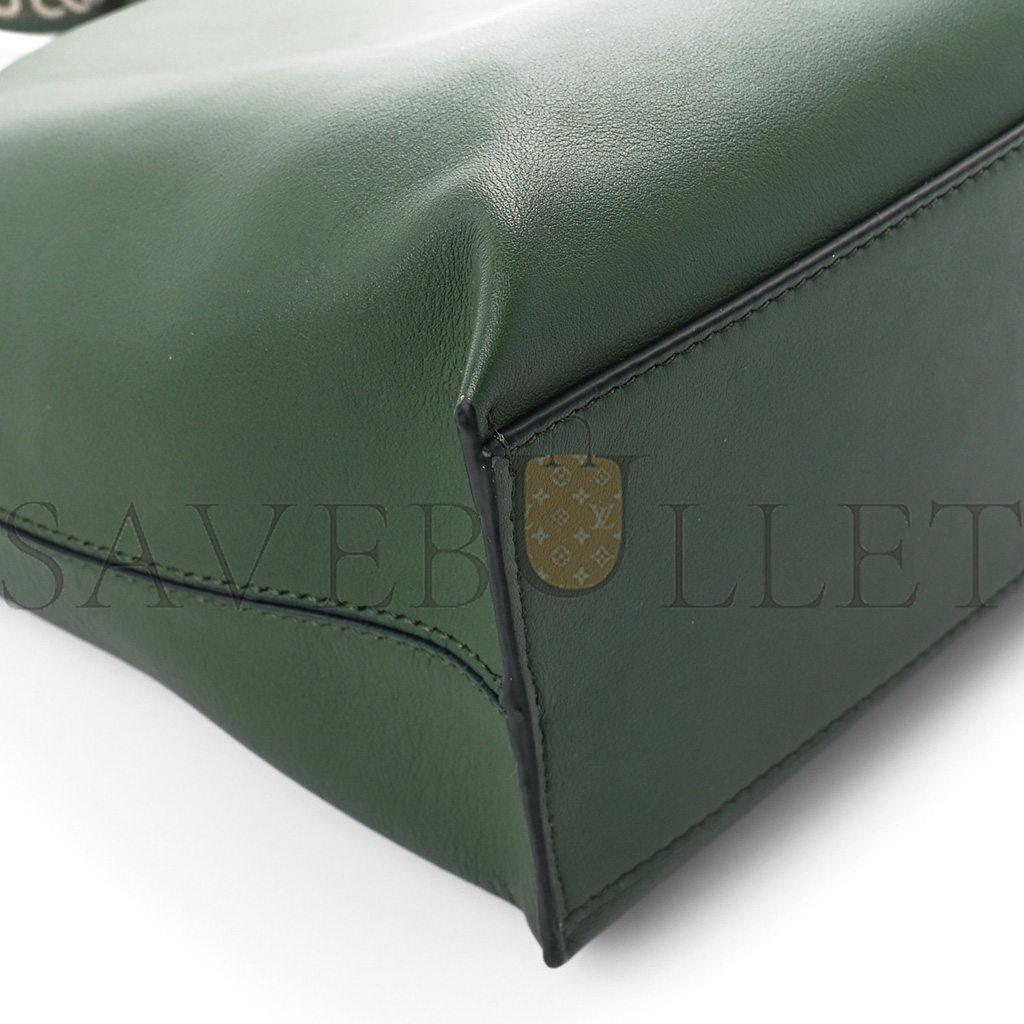 LOEWE SUPPLE SMOOTH CALFSKIN JACQUARD CUBI CROSSBODY BAG GREEN (33*29*17cm) LOEWE SUPPLE SMOOTH CALFSKIN JACQUARD CUBI CROSSBODY BAG GREEN (33*29*17cm)