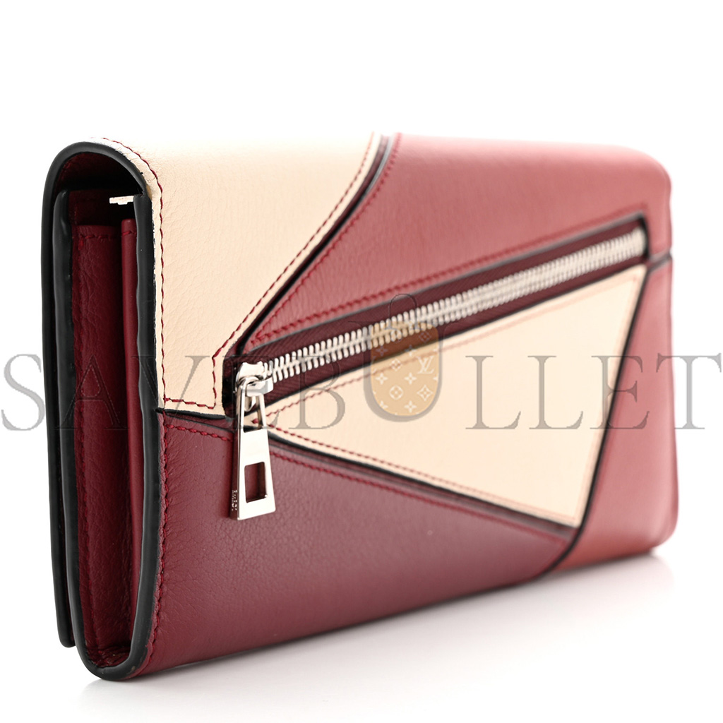 LOEWE CALFSKIN PUZZLE CONTINENTAL WALLET WINE GARNET (19*10*3cm) LOEWE CALFSKIN PUZZLE CONTINENTAL WALLET WINE GARNET (19*10*3cm)