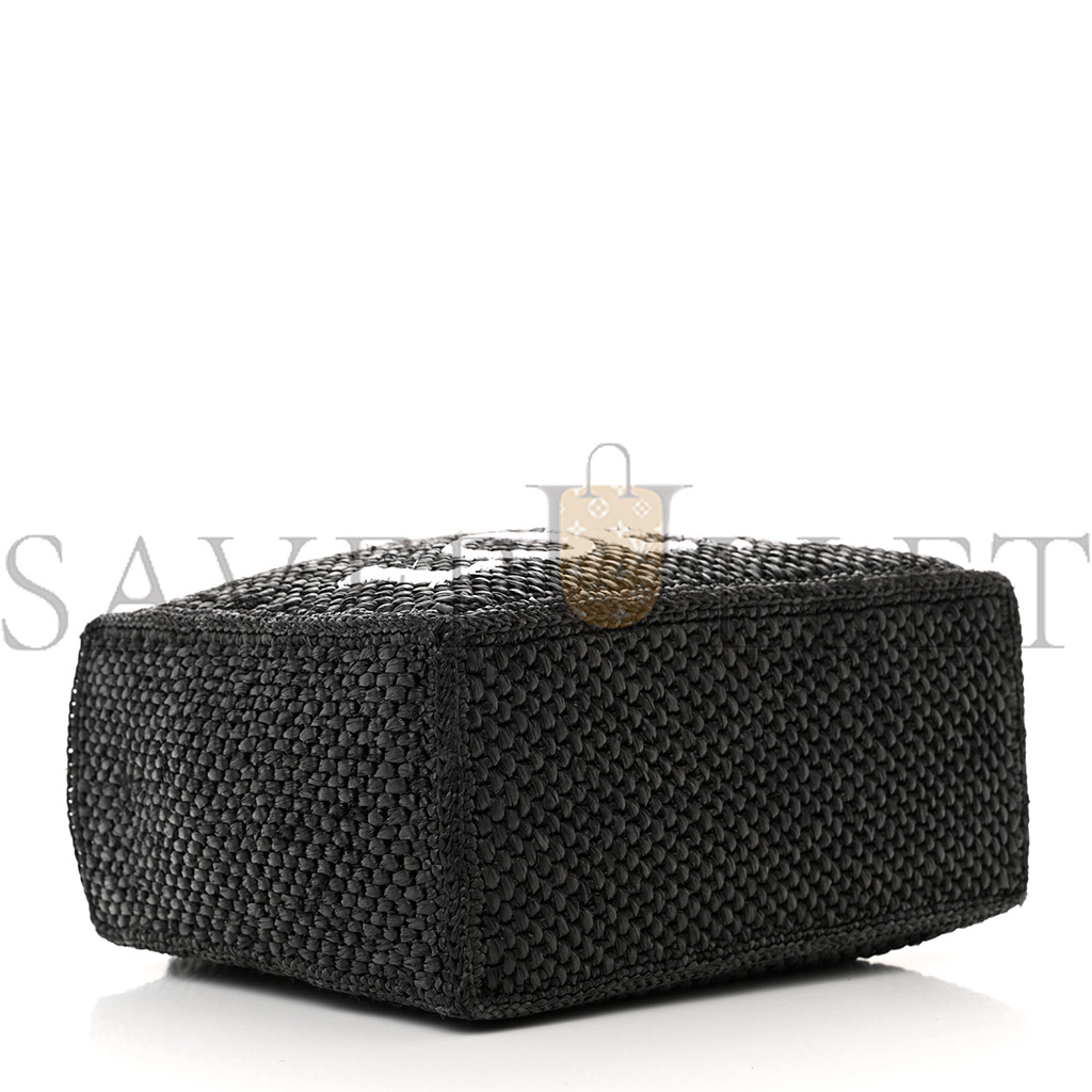 LOEWE RAFFIA SMALL PAULA IBIZA LOGO TOTE BLACK WHITE (23*19*10cm) LOEWE RAFFIA SMALL PAULA IBIZA LOGO TOTE BLACK WHITE (23*19*10cm)