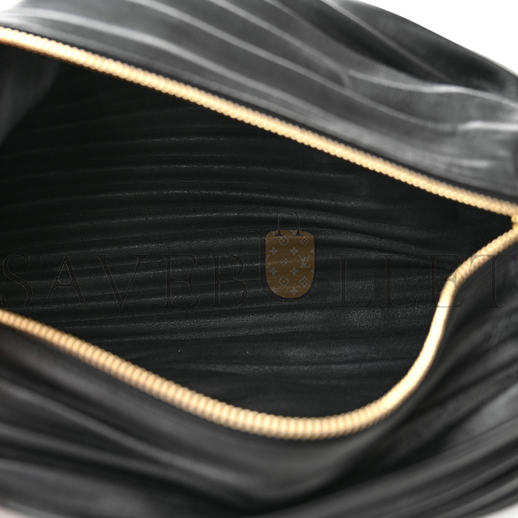 LOEWE LAMBSKIN PLEATED BRACELET POUCH SHOULDER BAG BLACK (25*9*9cm) LOEWE LAMBSKIN PLEATED BRACELET POUCH SHOULDER BAG BLACK (25*9*9cm)