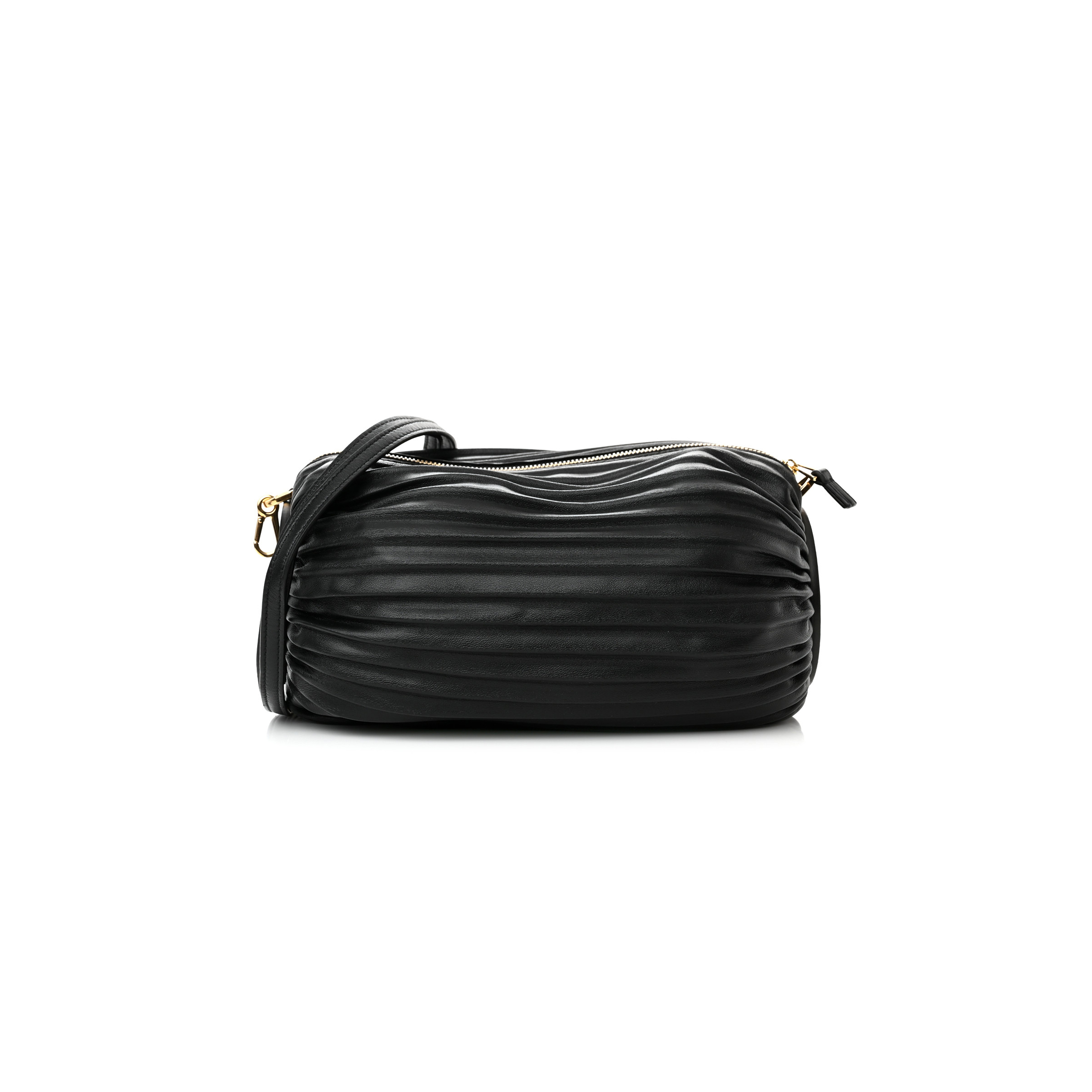 LOEWE LAMBSKIN PLEATED BRACELET POUCH SHOULDER BAG BLACK (25*9*9cm) LOEWE LAMBSKIN PLEATED BRACELET POUCH SHOULDER BAG BLACK (25*9*9cm)