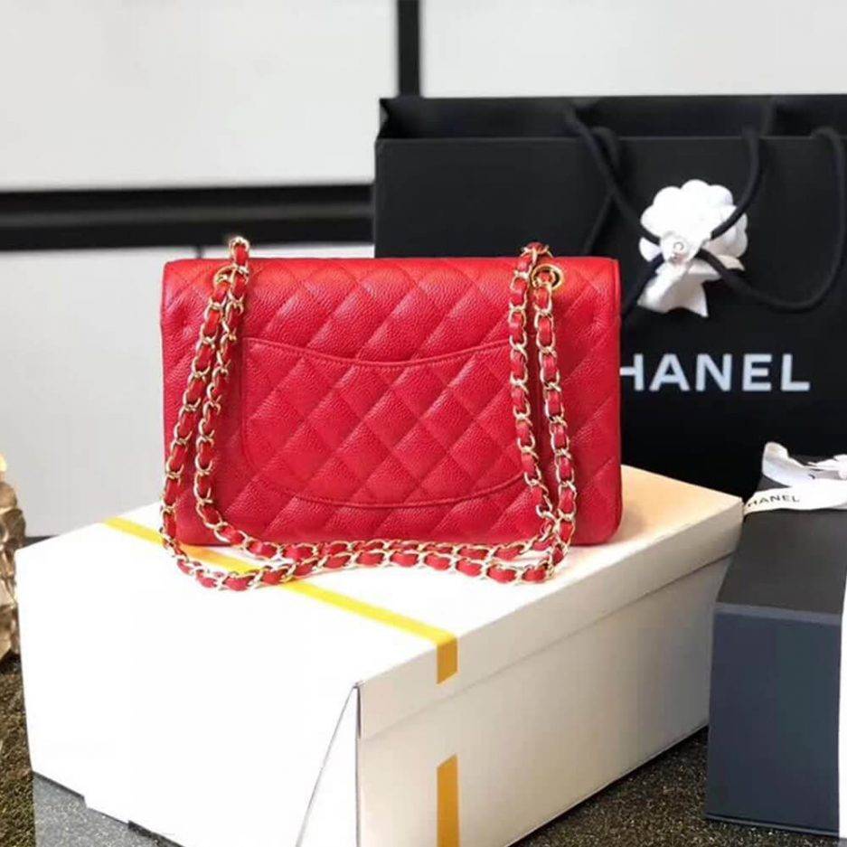 CHANEL CLASSIC FLAP SMALL RED CAVIAR LEATHER GOLD HARDWARE (23*14.5*6cm) CHANEL CLASSIC FLAP SMALL RED CAVIAR LEATHER GOLD HARDWARE (23*14.5*6cm)