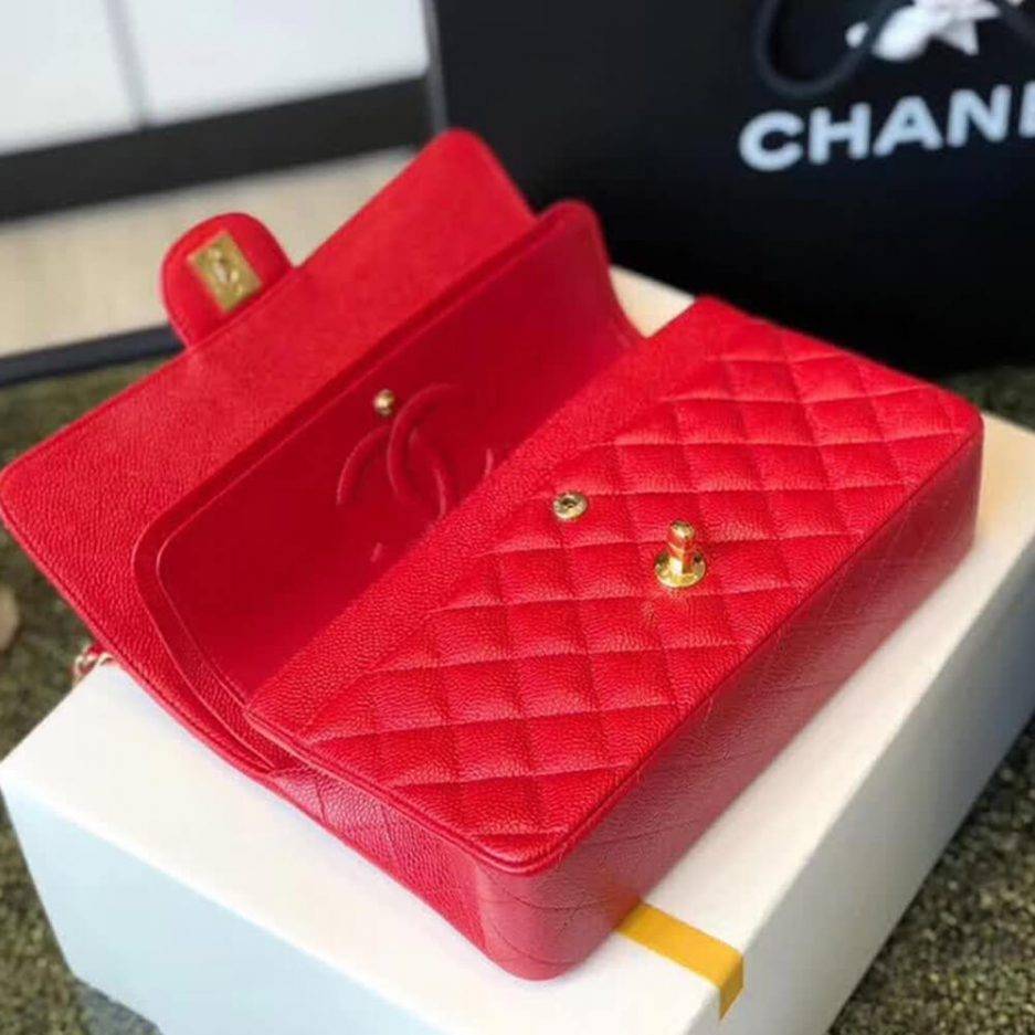 CHANEL CLASSIC FLAP SMALL RED CAVIAR LEATHER GOLD HARDWARE (23*14.5*6cm) CHANEL CLASSIC FLAP SMALL RED CAVIAR LEATHER GOLD HARDWARE (23*14.5*6cm)