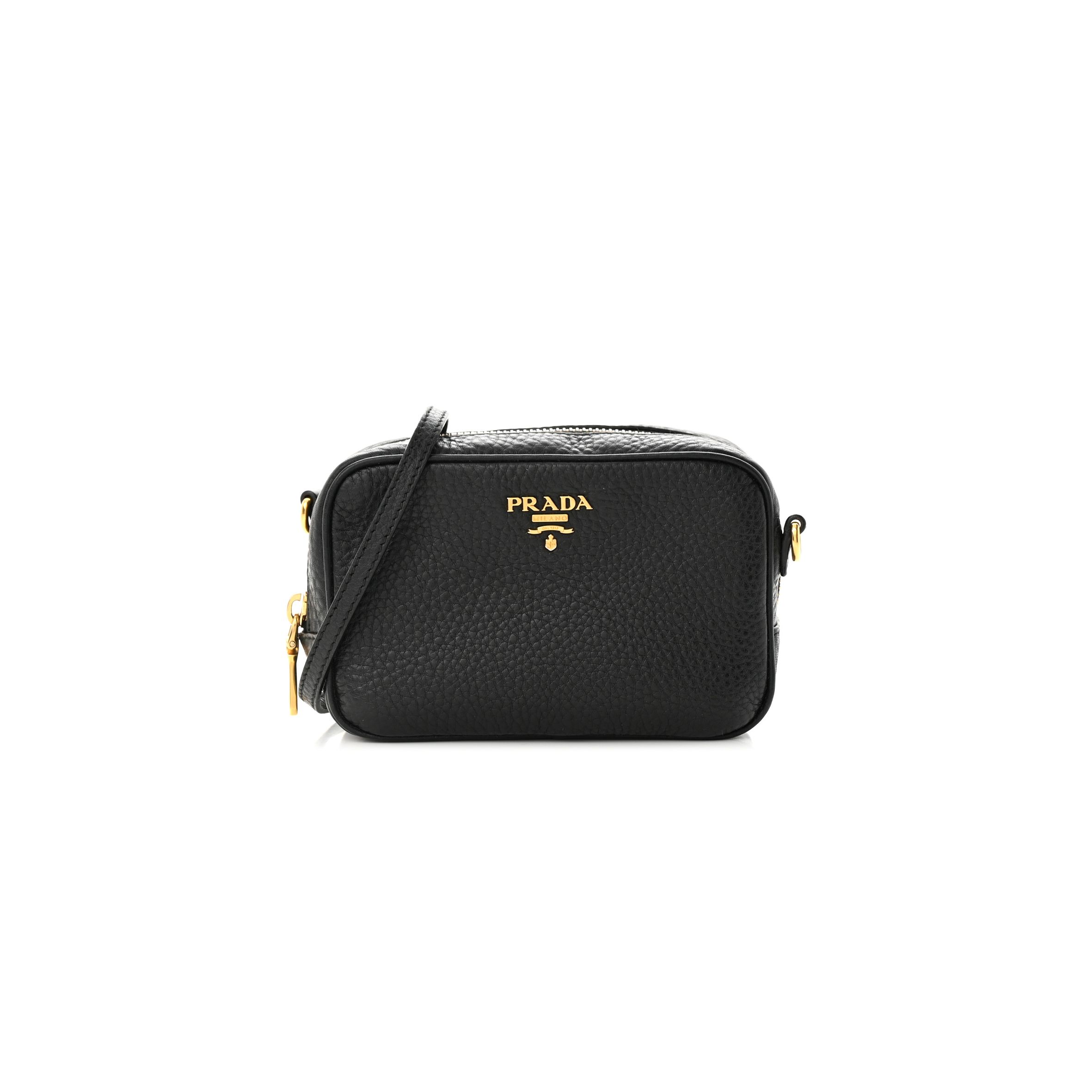 PRADA VITELLO DAINO MINI CAMERA CROSSBODY BLACK (16*10*6cm) PRADA VITELLO DAINO MINI CAMERA CROSSBODY BLACK (16*10*6cm)