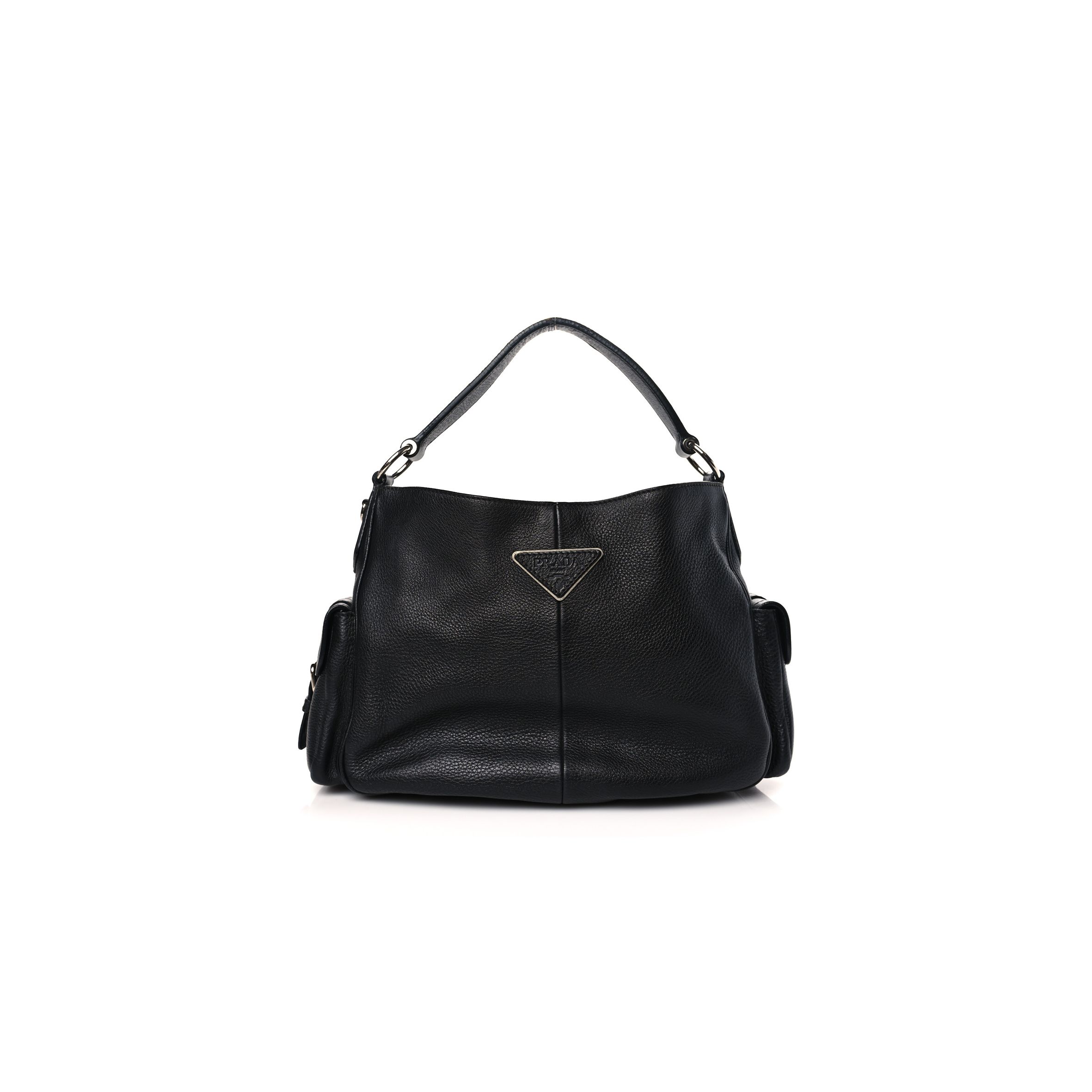 PRADA VITELLO DAINO SIDE POCKET TOTE BLACK (31*25*12cm) PRADA VITELLO DAINO SIDE POCKET TOTE BLACK (31*25*12cm)