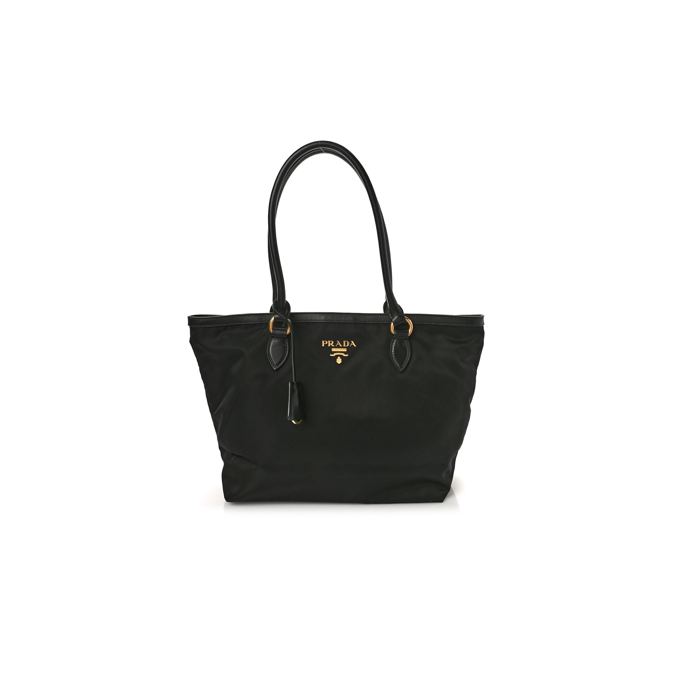 PRADA TESSUTO NYLON SOFT CALF SHOPPING TOTE BLACK (30*25*15cm) PRADA TESSUTO NYLON SOFT CALF SHOPPING TOTE BLACK (30*25*15cm)