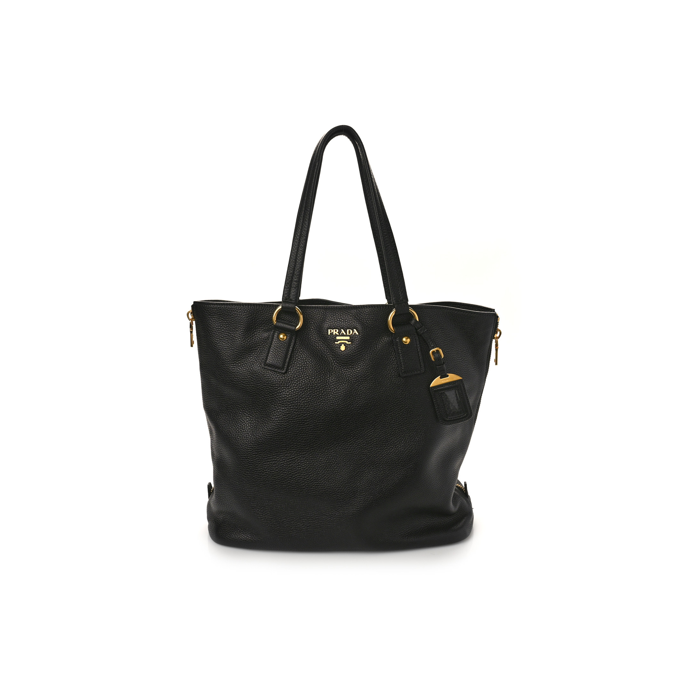 PRADA VITELLO DAINO SIDE ZIP TOTE BLACK (36*30*13cm) PRADA VITELLO DAINO SIDE ZIP TOTE BLACK (36*30*13cm)