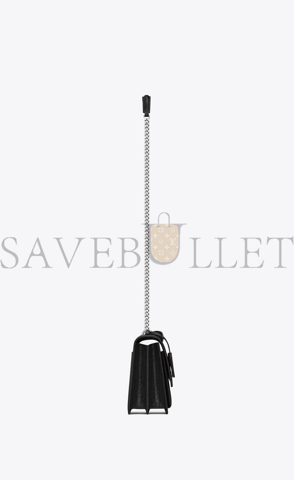 YSL SUNSET MEDIUM CHAIN GAB IN CROCODILE-EMBOSSED SHINY LEATHER 442906DND0N1000 (22*16*6.5cm) YSL SUNSET MEDIUM CHAIN GAB IN CROCODILE-EMBOSSED SHINY LEATHER 442906DND0N1000 (22*16*6.5cm)