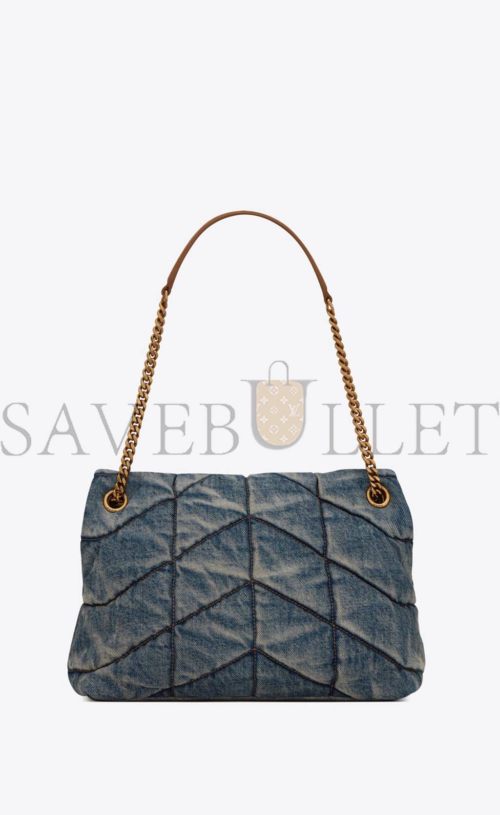 YSL PUFFER MEDIUM CHAIN BAG IN QUILTED VINTAGE DENIM AND SUEDE 5774752PT674575 (35*23*13.5cm) YSL PUFFER MEDIUM CHAIN BAG IN QUILTED VINTAGE DENIM AND SUEDE 5774752PT674575 (35*23*13.5cm)