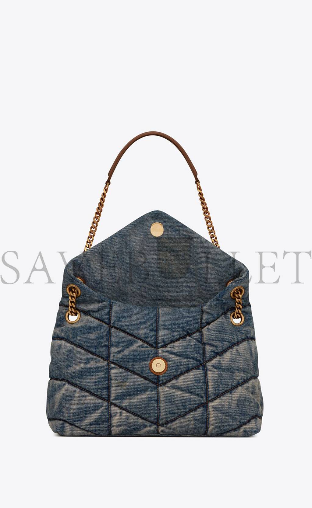 YSL PUFFER MEDIUM CHAIN BAG IN QUILTED VINTAGE DENIM AND SUEDE 5774752PT674575 (35*23*13.5cm) YSL PUFFER MEDIUM CHAIN BAG IN QUILTED VINTAGE DENIM AND SUEDE 5774752PT674575 (35*23*13.5cm)