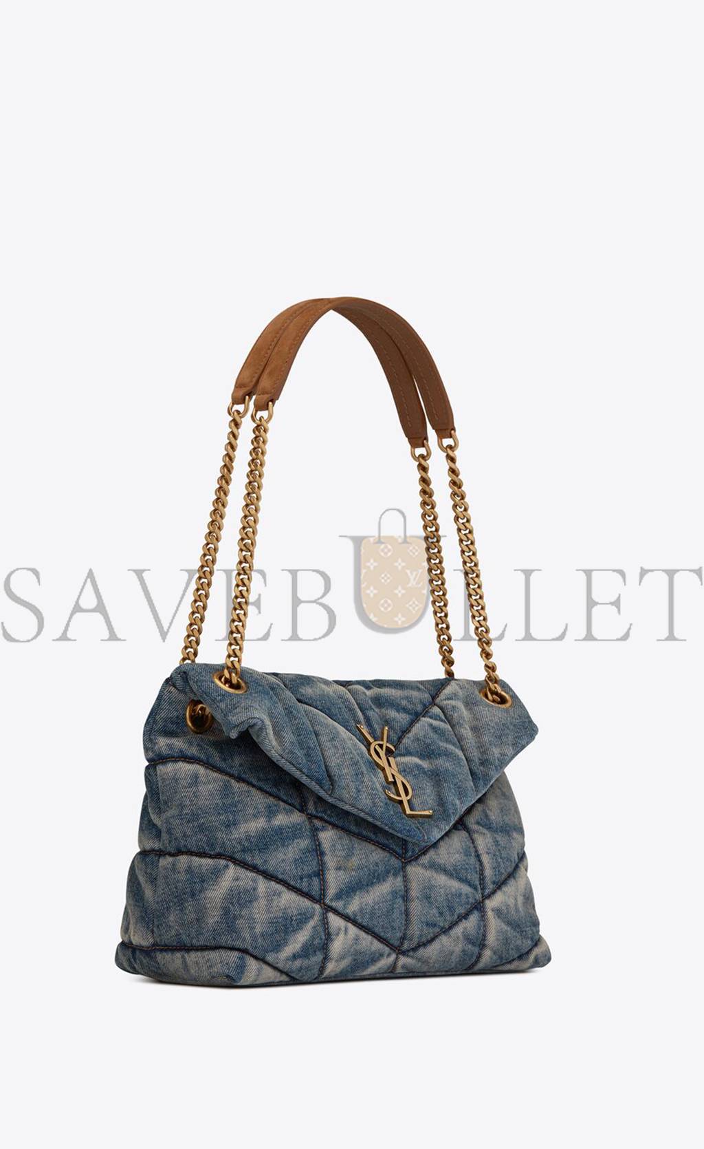 YSL PUFFER MEDIUM CHAIN BAG IN QUILTED VINTAGE DENIM AND SUEDE 5774752PT674575 (35*23*13.5cm) YSL PUFFER MEDIUM CHAIN BAG IN QUILTED VINTAGE DENIM AND SUEDE 5774752PT674575 (35*23*13.5cm)