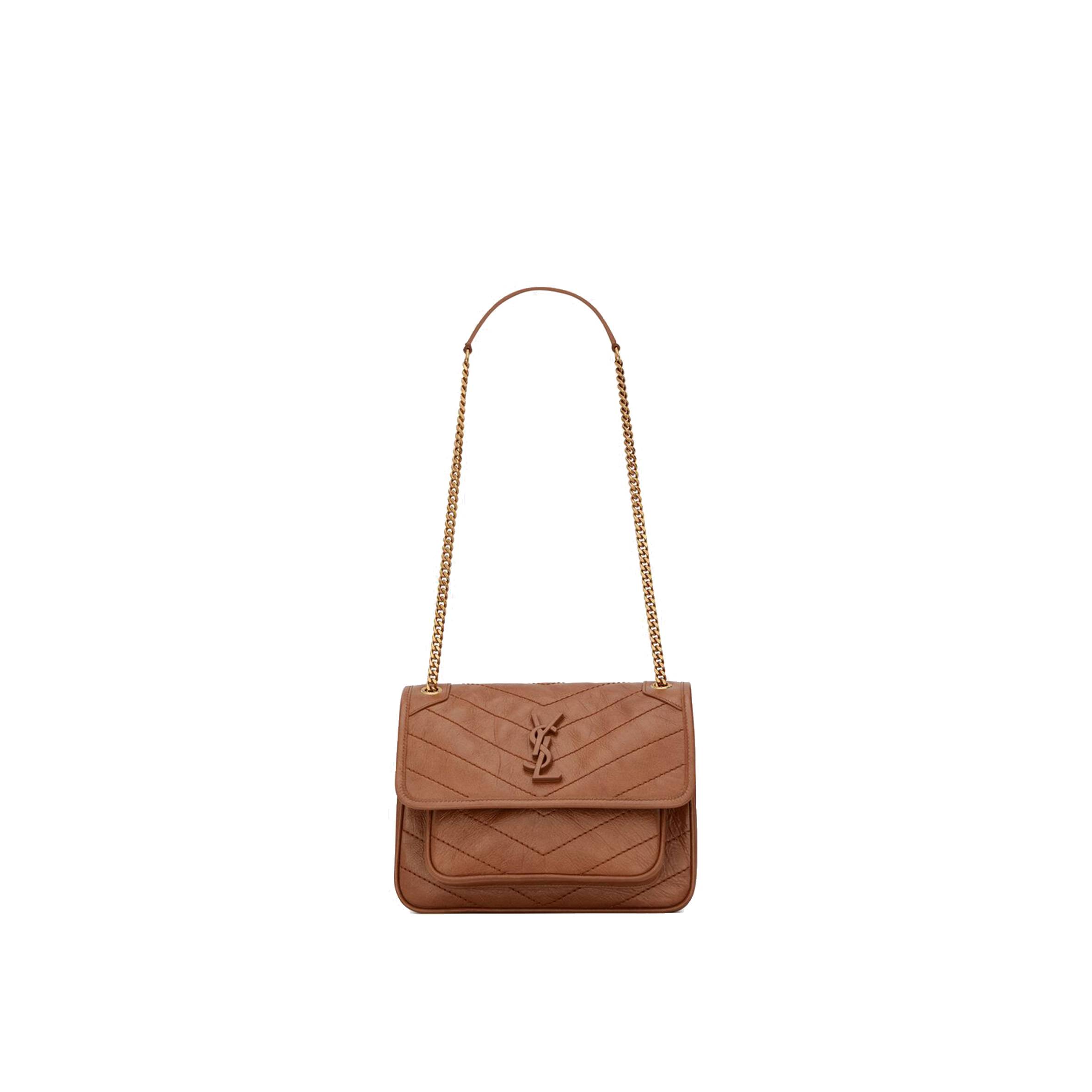 YSL NIKI BABY CHAIN BAG IN CRINKLED VINTAGE VEGETABLE-TANNED LEATHER 6331601YG072522 (21*16*7.5cm) YSL NIKI BABY CHAIN BAG IN CRINKLED VINTAGE VEGETABLE-TANNED LEATHER 6331601YG072522 (21*16*7.5cm)