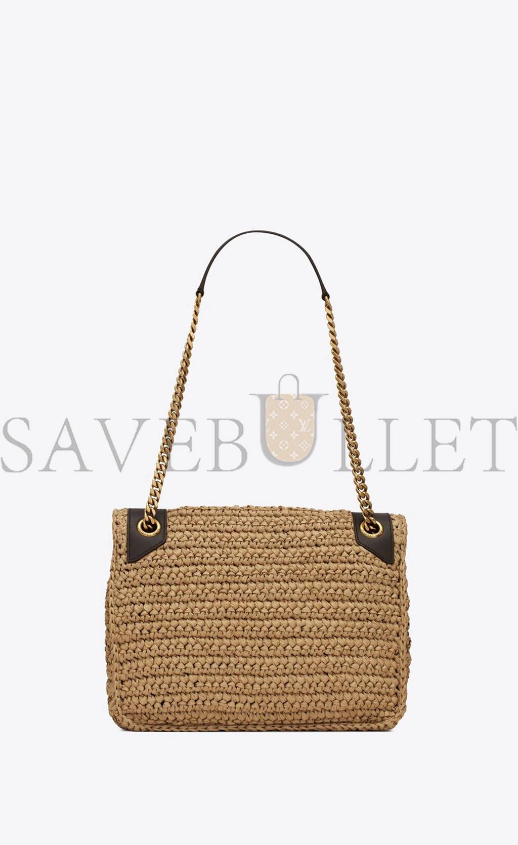 YSL NIKI MEDIUM CHAIN BAG IN RAFFIA AND LEATHER 633187GG66W7069 (28*20*8.5cm) YSL NIKI MEDIUM CHAIN BAG IN RAFFIA AND LEATHER 633187GG66W7069 (28*20*8.5cm)
