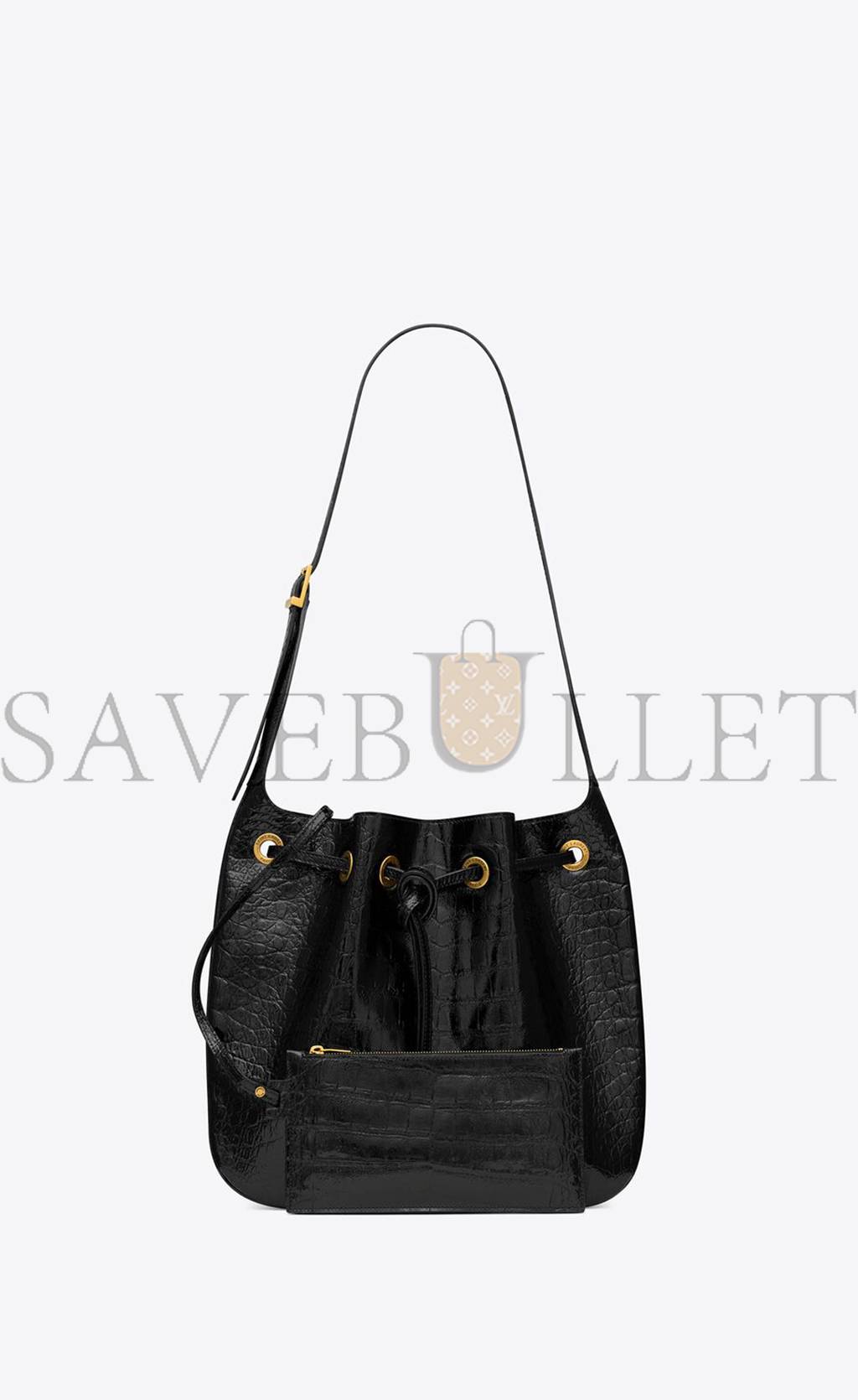 YSL PARIS VII MEDIUM HOBO BAG IN CROCODILE-EMBOSSED PATENT LEATHER 697918AAAY31000 (38*30*2cm)