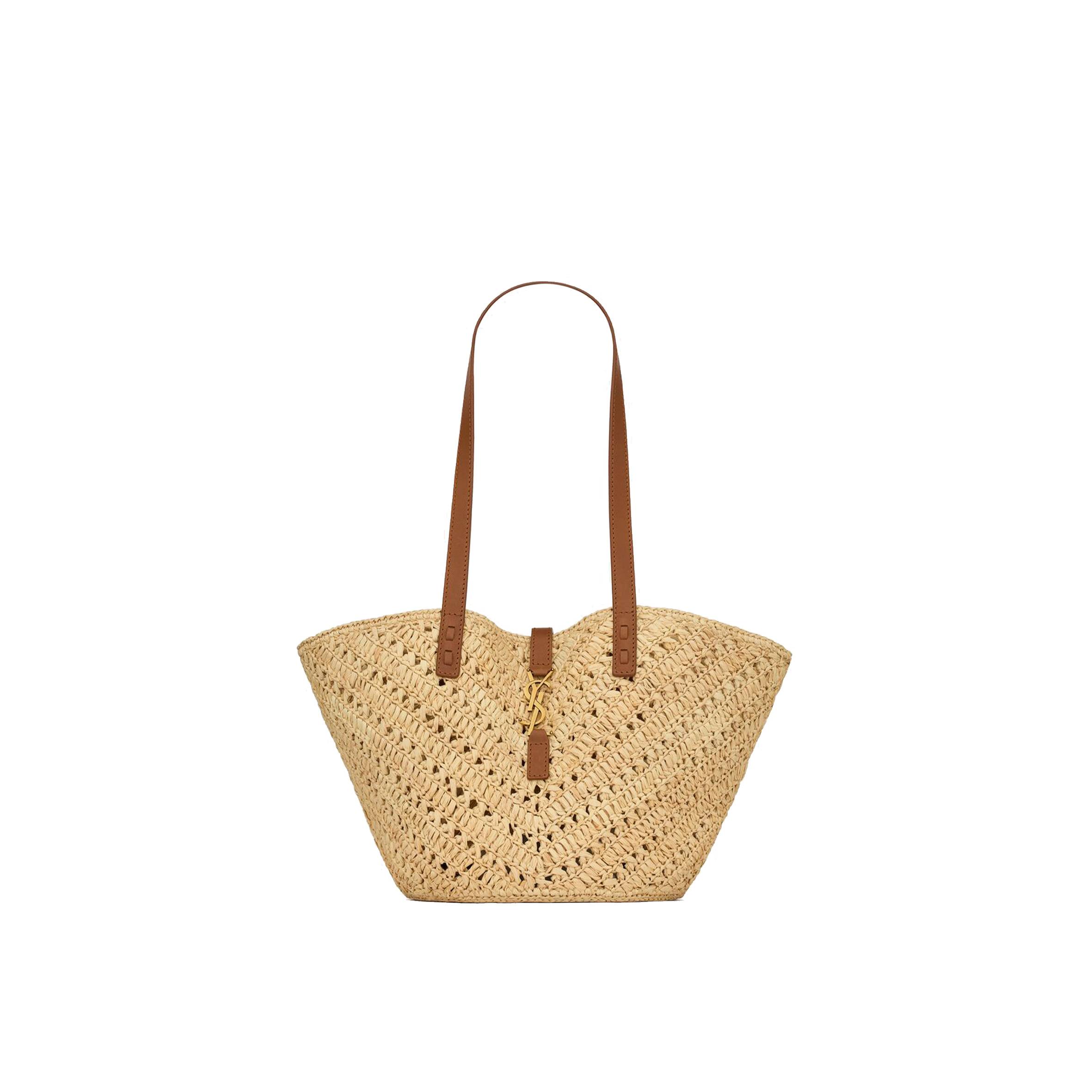 YSL PANIER SMALL IN RAFFIA AND VEGETABLE-TANNED LEATHER 751240GAADJ2080 (38*21*20cm) YSL PANIER SMALL IN RAFFIA AND VEGETABLE-TANNED LEATHER 751240GAADJ2080 (38*21*20cm)