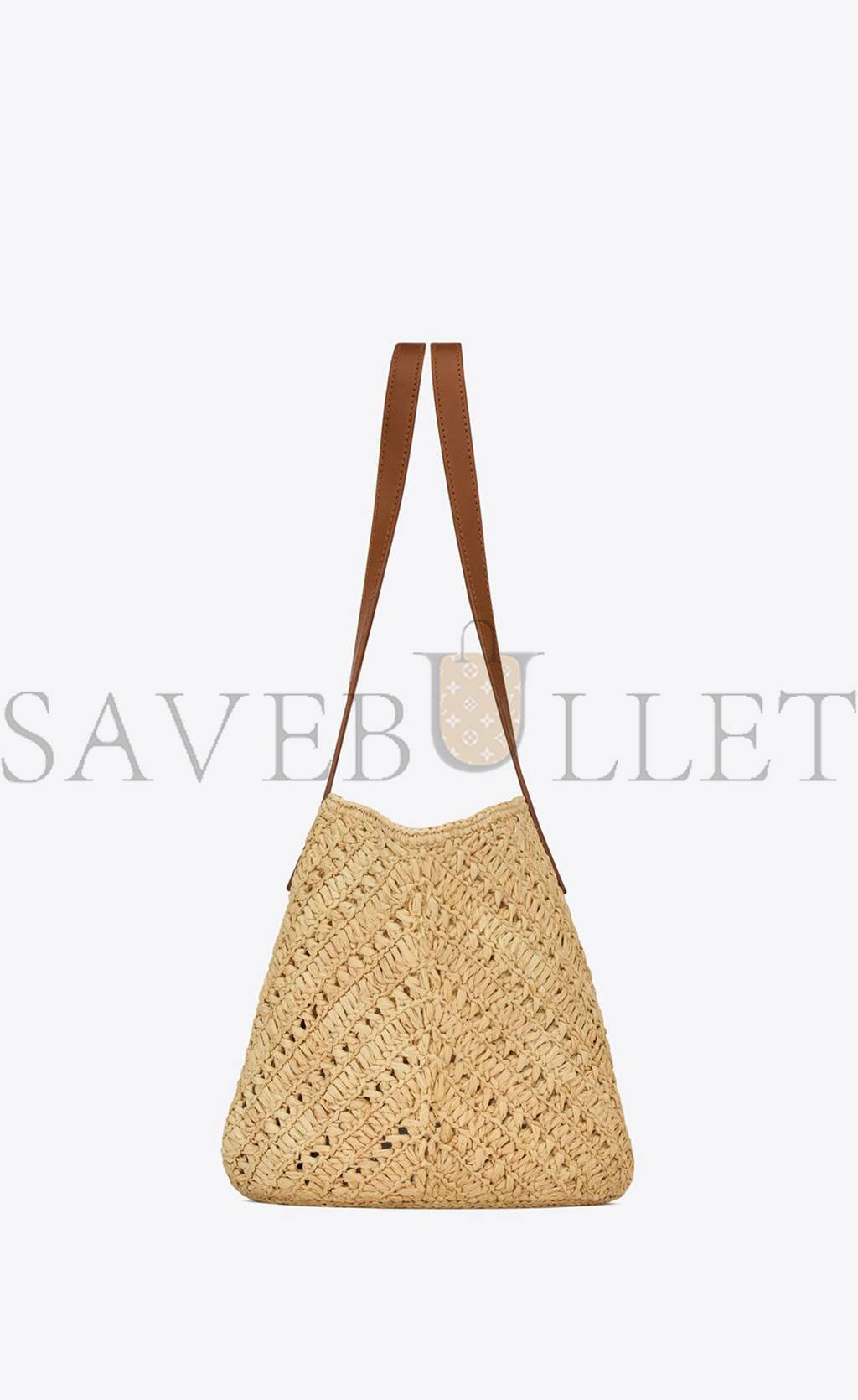 YSL PANIER SMALL IN RAFFIA AND VEGETABLE-TANNED LEATHER 751240GAADJ2080 (38*21*20cm) YSL PANIER SMALL IN RAFFIA AND VEGETABLE-TANNED LEATHER 751240GAADJ2080 (38*21*20cm)