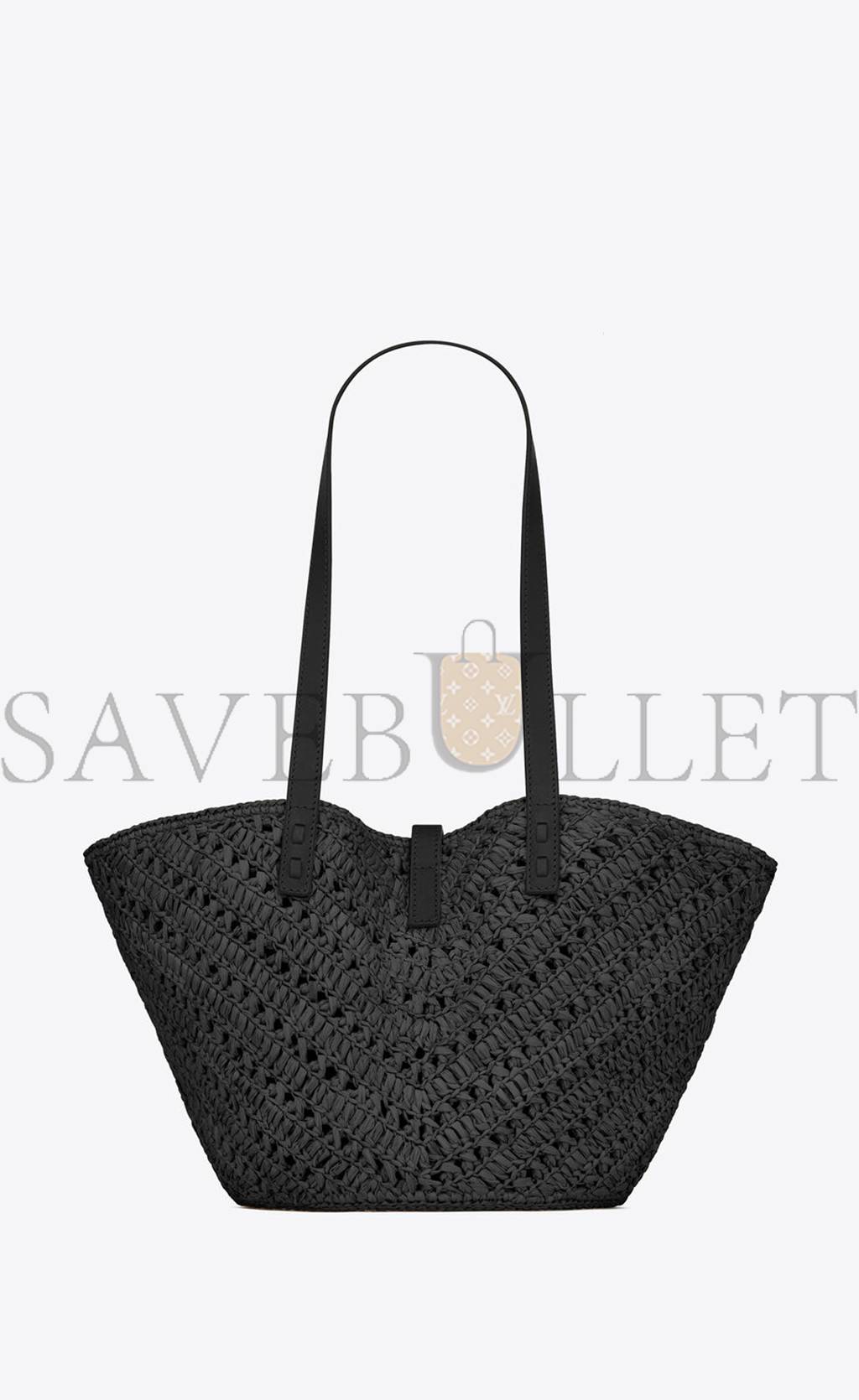 YSL PANIER SMALL IN RAFFIA AND VEGETABLE-TANNED LEATHER 751240GAADP1000 (38*21*20cm) YSL PANIER SMALL IN RAFFIA AND VEGETABLE-TANNED LEATHER 751240GAADP1000 (38*21*20cm)