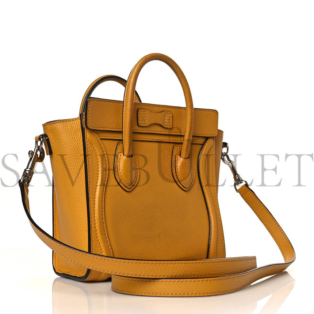 CELINE DRUMMED CALFSKIN NANO LUGGAGE OCRE (20*20*10cm) CELINE DRUMMED CALFSKIN NANO LUGGAGE OCRE (20*20*10cm)