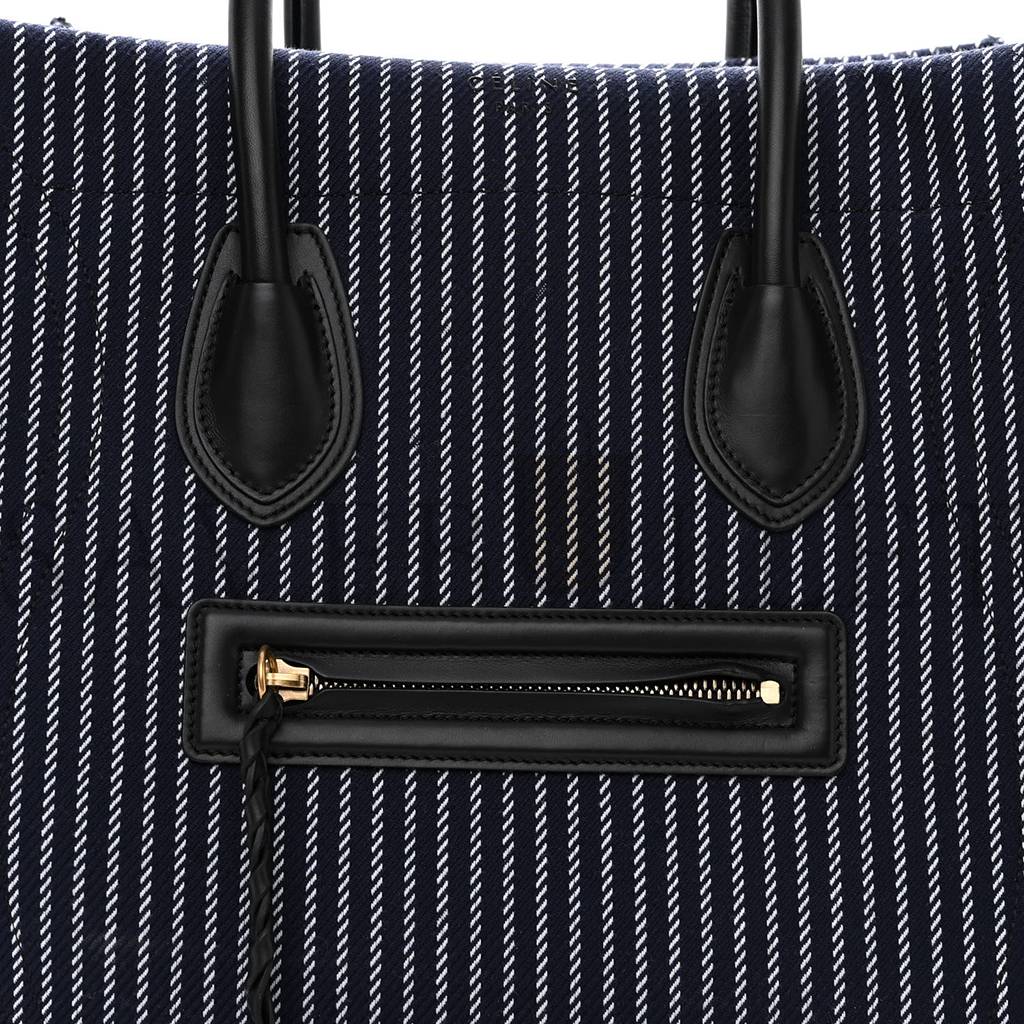 CELINE COTTON CANVAS STRIPED MEDIUM PHANTOM LUGGAGE BLUE WHITE (30*28*25cm) CELINE COTTON CANVAS STRIPED MEDIUM PHANTOM LUGGAGE BLUE WHITE (30*28*25cm)