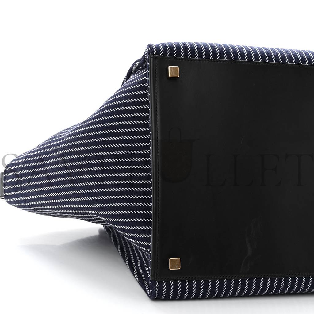 CELINE COTTON CANVAS STRIPED MEDIUM PHANTOM LUGGAGE BLUE WHITE (30*28*25cm) CELINE COTTON CANVAS STRIPED MEDIUM PHANTOM LUGGAGE BLUE WHITE (30*28*25cm)
