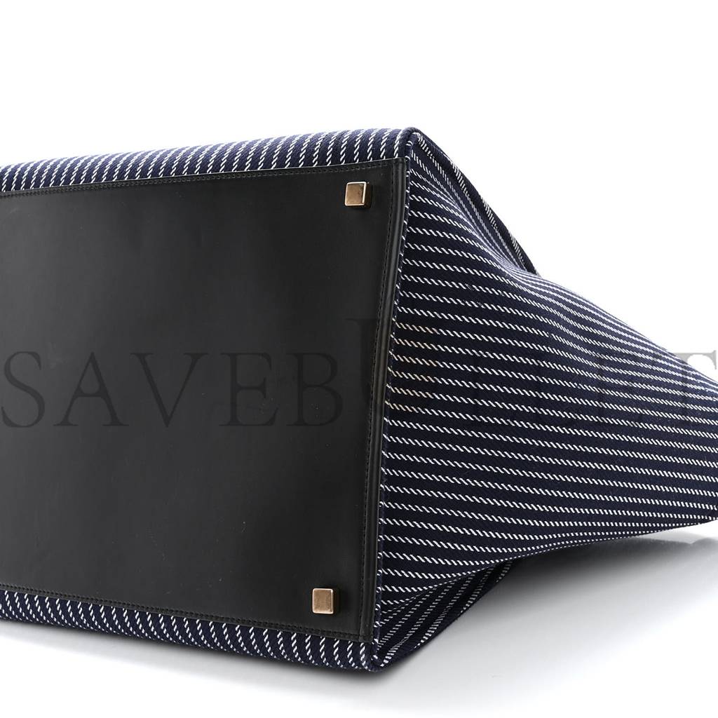 CELINE COTTON CANVAS STRIPED MEDIUM PHANTOM LUGGAGE BLUE WHITE (30*28*25cm) CELINE COTTON CANVAS STRIPED MEDIUM PHANTOM LUGGAGE BLUE WHITE (30*28*25cm)