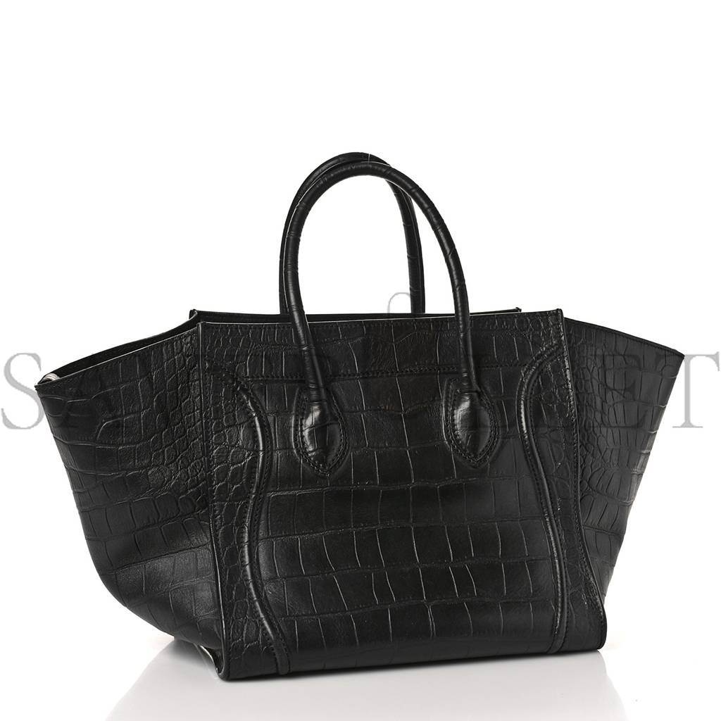 CELINE CROCODILE EMBOSSED CALFSKIN MEDIUM PHANTOM LUGGAGE BLACK (30*27*24cm) CELINE CROCODILE EMBOSSED CALFSKIN MEDIUM PHANTOM LUGGAGE BLACK (30*27*24cm)