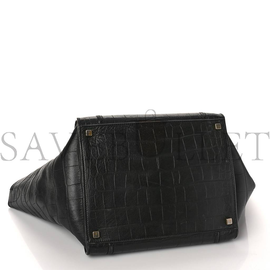 CELINE CROCODILE EMBOSSED CALFSKIN MEDIUM PHANTOM LUGGAGE BLACK (30*27*24cm) CELINE CROCODILE EMBOSSED CALFSKIN MEDIUM PHANTOM LUGGAGE BLACK (30*27*24cm)
