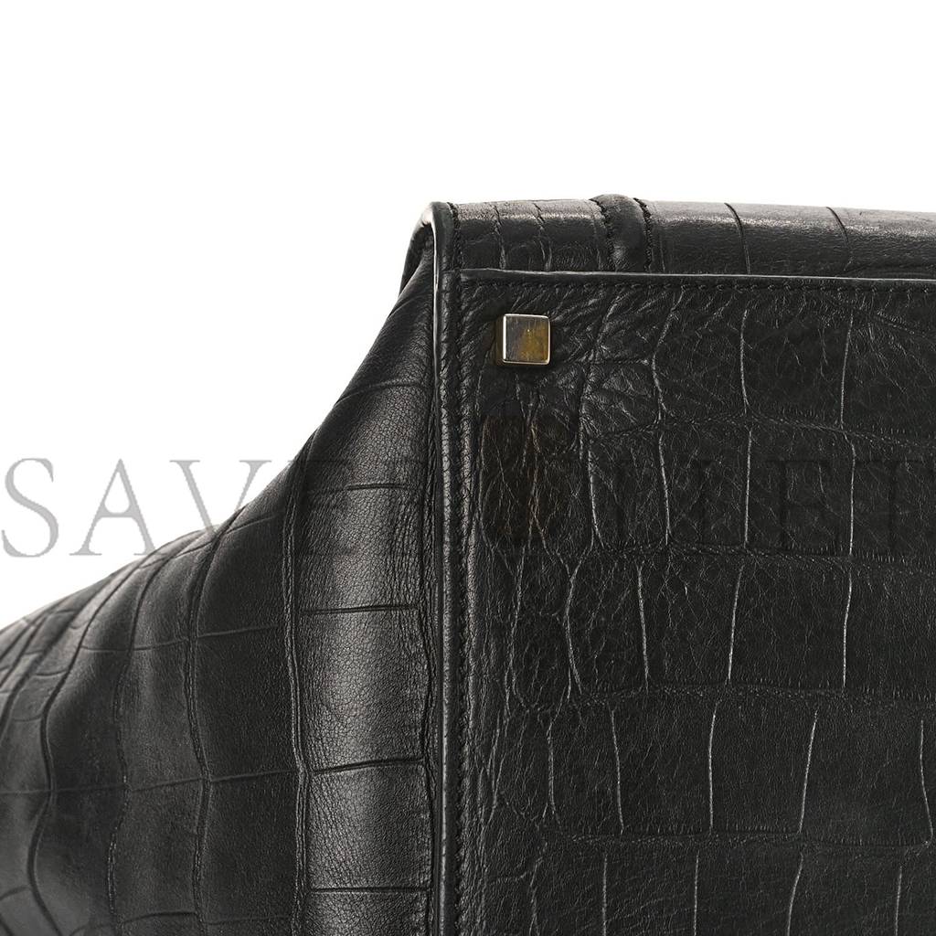 CELINE CROCODILE EMBOSSED CALFSKIN MEDIUM PHANTOM LUGGAGE BLACK (30*27*24cm) CELINE CROCODILE EMBOSSED CALFSKIN MEDIUM PHANTOM LUGGAGE BLACK (30*27*24cm)