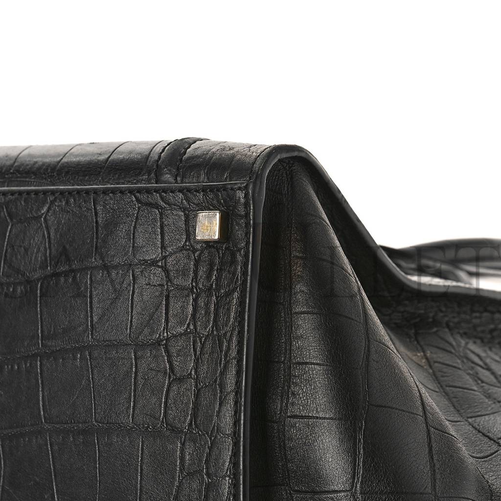 CELINE CROCODILE EMBOSSED CALFSKIN MEDIUM PHANTOM LUGGAGE BLACK (30*27*24cm) CELINE CROCODILE EMBOSSED CALFSKIN MEDIUM PHANTOM LUGGAGE BLACK (30*27*24cm)