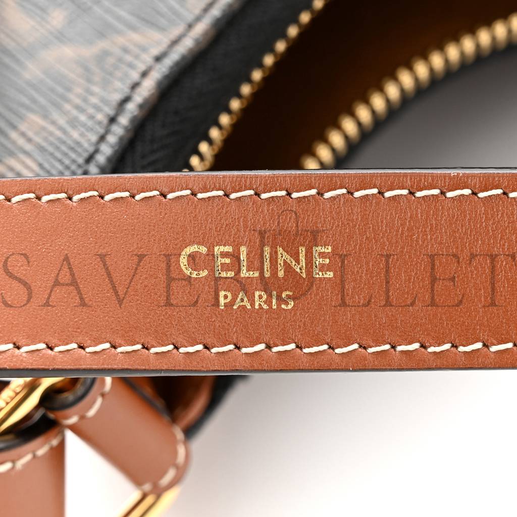 CELINE TRIOMPHE CANVAS CALFSKIN AVA SHOULDER BAG TAN (24*19*6cm) CELINE TRIOMPHE CANVAS CALFSKIN AVA SHOULDER BAG TAN (24*19*6cm)