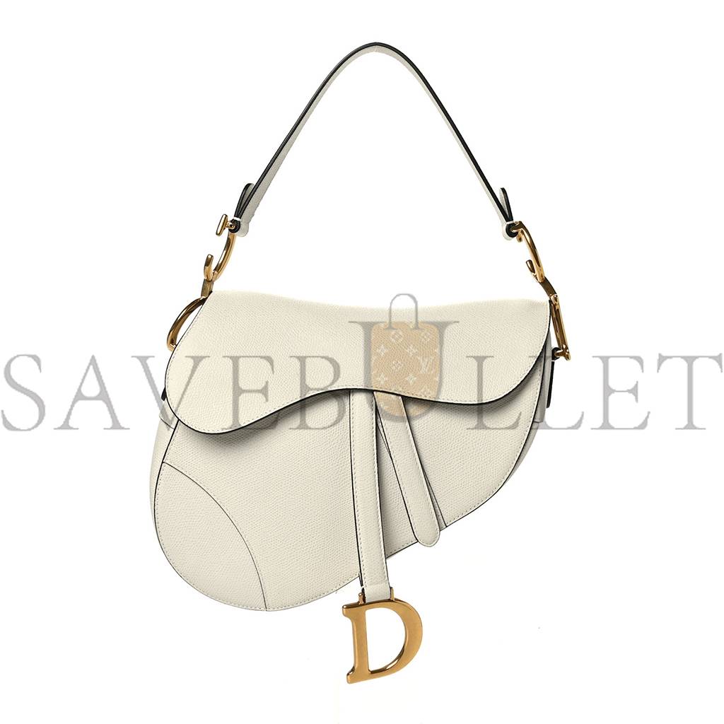 DIOR GRAINED CALFSKIN SADDLE BAG WHITE (24*20*7cm) DIOR GRAINED CALFSKIN SADDLE BAG WHITE (24*20*7cm)