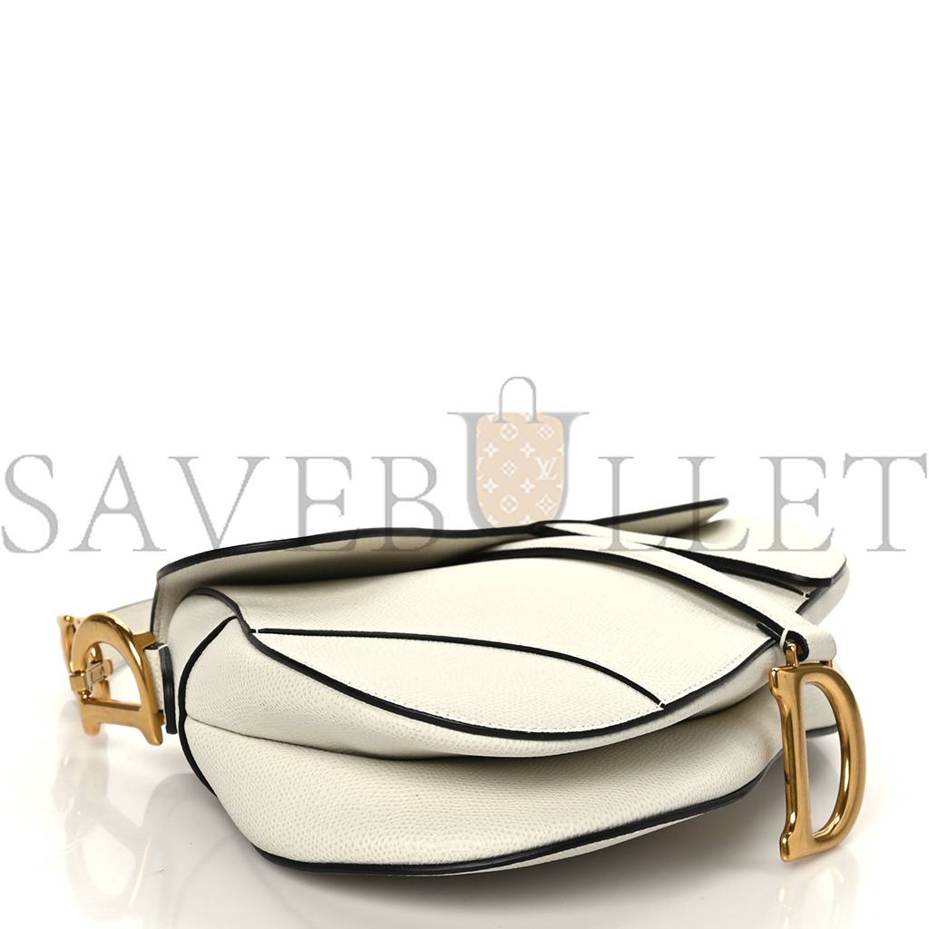 DIOR GRAINED CALFSKIN SADDLE BAG WHITE (24*20*7cm) DIOR GRAINED CALFSKIN SADDLE BAG WHITE (24*20*7cm)