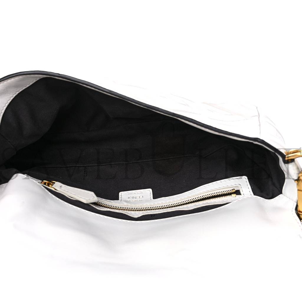 FENDI NAPPA FF 1974 EMBOSSED BAGUETTE WHITE (27*15*5cm) FENDI NAPPA FF 1974 EMBOSSED BAGUETTE WHITE (27*15*5cm)