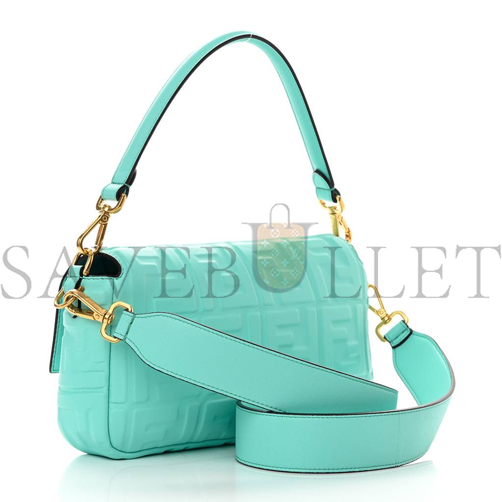 FENDI NAPPA FF 1974 EMBOSSED BAGUETTE SPRING TURQUOISE (27*15*5cm) FENDI NAPPA FF 1974 EMBOSSED BAGUETTE SPRING TURQUOISE (27*15*5cm)