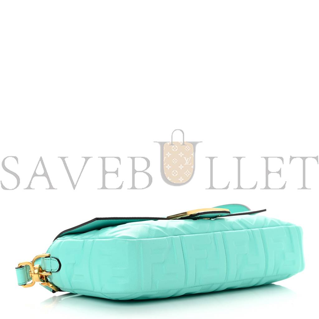 FENDI NAPPA FF 1974 EMBOSSED BAGUETTE SPRING TURQUOISE (27*15*5cm) FENDI NAPPA FF 1974 EMBOSSED BAGUETTE SPRING TURQUOISE (27*15*5cm)