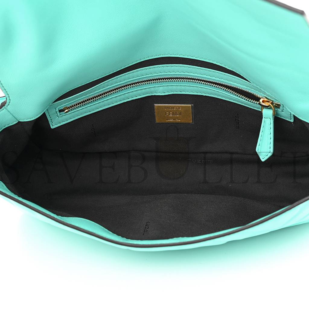 FENDI NAPPA FF 1974 EMBOSSED BAGUETTE SPRING TURQUOISE (27*15*5cm) FENDI NAPPA FF 1974 EMBOSSED BAGUETTE SPRING TURQUOISE (27*15*5cm)