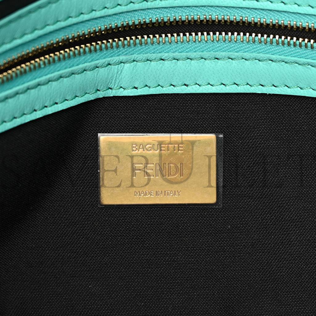 FENDI NAPPA FF 1974 EMBOSSED BAGUETTE SPRING TURQUOISE (27*15*5cm) FENDI NAPPA FF 1974 EMBOSSED BAGUETTE SPRING TURQUOISE (27*15*5cm)