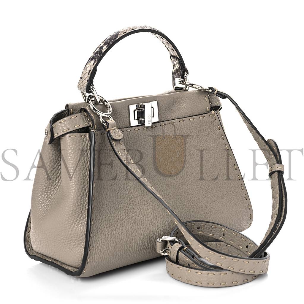 FENDI CUOIO ROMANO SNAKESKIN SELLERIA MINI PEEKABOO ICONIC SATCHEL CORDA WHITE (23*18*11cm) FENDI CUOIO ROMANO SNAKESKIN SELLERIA MINI PEEKABOO ICONIC SATCHEL CORDA WHITE (23*18*11cm)