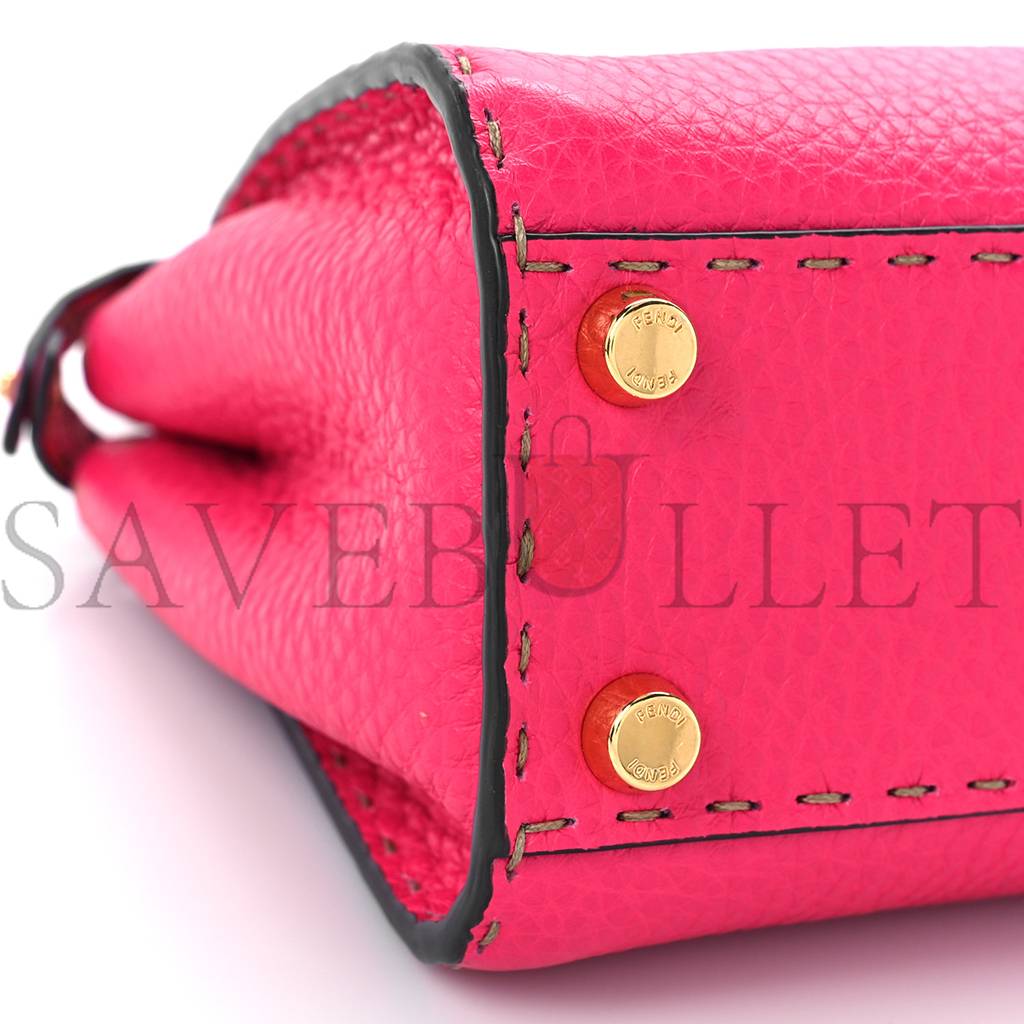 FENDI CUOIO ROMANO SELLERIA MINI PEEKABOO ICONIC SATCHEL FUXIA (23*19*11cm) FENDI CUOIO ROMANO SELLERIA MINI PEEKABOO ICONIC SATCHEL FUXIA (23*19*11cm)