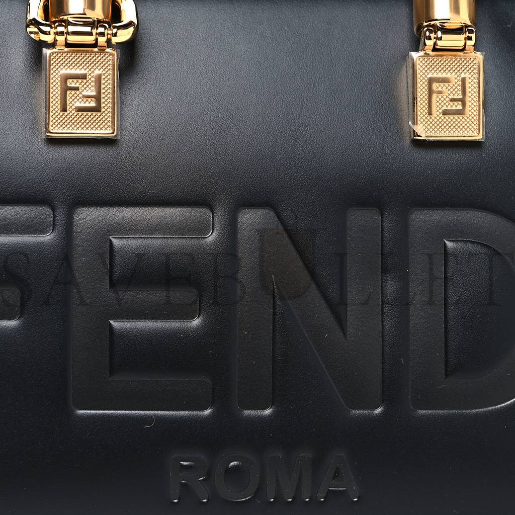 FENDI VITELLO KING PLEXIGLASS LOGO EMBOSSED MINI BY THE WAY TOP HANDLE BOSTON BAG BLACK (18*10*9cm) FENDI VITELLO KING PLEXIGLASS LOGO EMBOSSED MINI BY THE WAY TOP HANDLE BOSTON BAG BLACK (18*10*9cm)