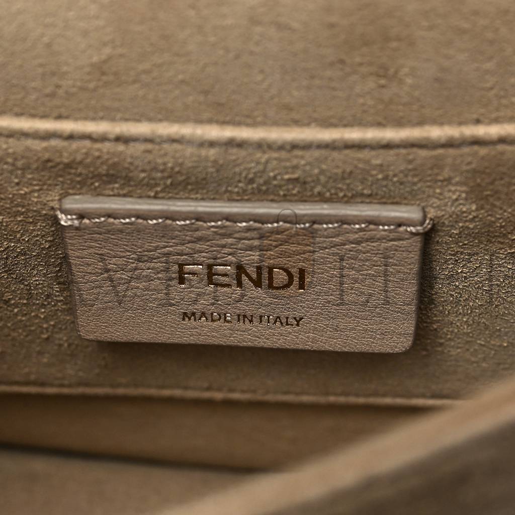 FENDI VITELLO LIBERTY BI-COLOR FF 1974 EMBOSSED SMALL KAN U SHOULDER BAG MAYA BLACK (19*15*8cm) FENDI VITELLO LIBERTY BI-COLOR FF 1974 EMBOSSED SMALL KAN U SHOULDER BAG MAYA BLACK (19*15*8cm)