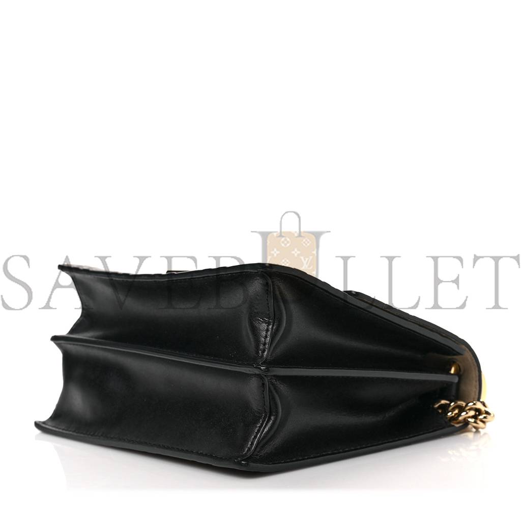 FENDI VITELLO LIBERTY BI-COLOR FF 1974 EMBOSSED SMALL KAN U SHOULDER BAG MAYA BLACK (19*15*8cm) FENDI VITELLO LIBERTY BI-COLOR FF 1974 EMBOSSED SMALL KAN U SHOULDER BAG MAYA BLACK (19*15*8cm)
